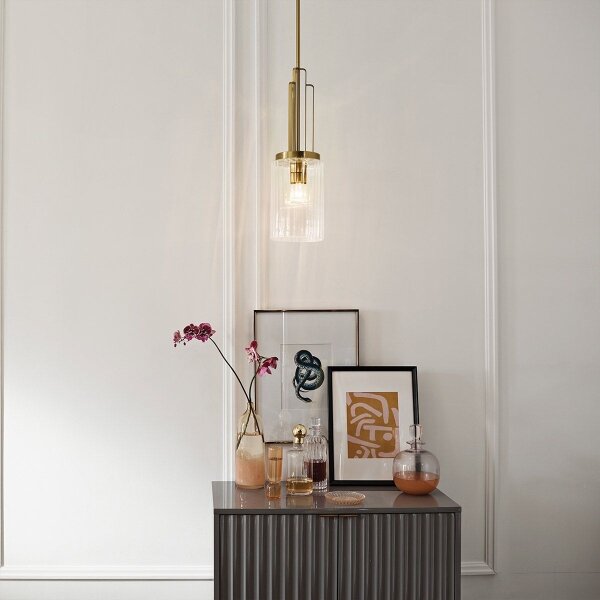 Quintiesse QN-KIMROSE-MP-BNB - Lampadario con asta KIMROSE 1xE27/60W/230V dorato