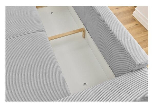 Divano letto in velluto a coste grigio chiaro 245 cm Nihad - Bobochic Paris