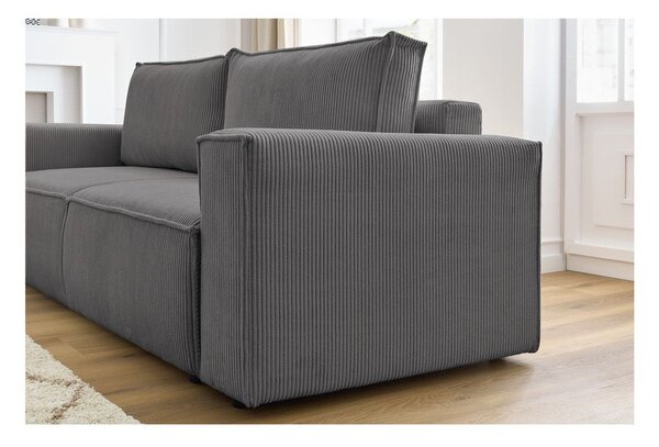 Divano in velluto a coste grigio scuro 245 cm Nihad - Bobochic Paris