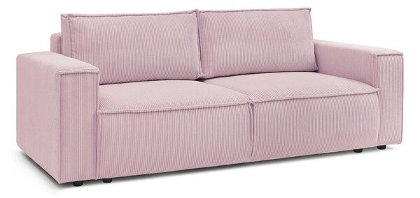 Divano letto in velluto a coste rosa chiaro 245 cm Nihad - Bobochic Paris