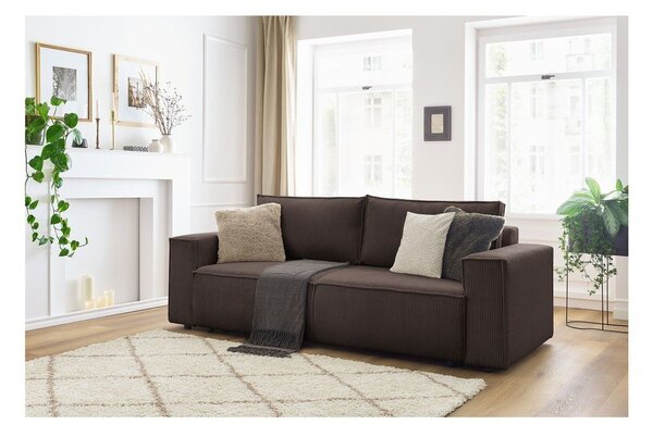 Divano grigio tortora allungabile con rivestimento in velluto a coste 245 cm Nihad – Bobochic Paris