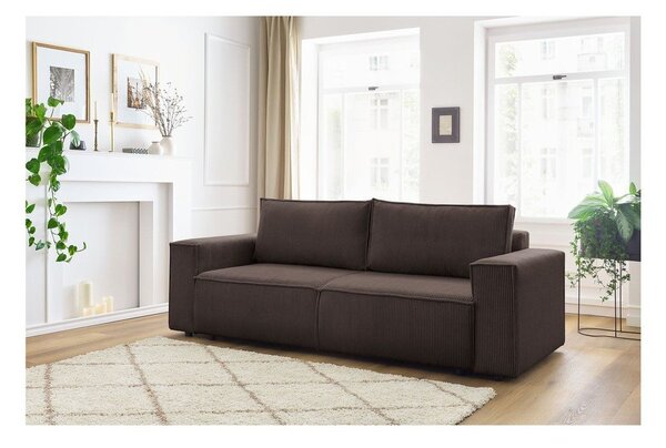 Divano grigio tortora allungabile con rivestimento in velluto a coste 245 cm Nihad – Bobochic Paris
