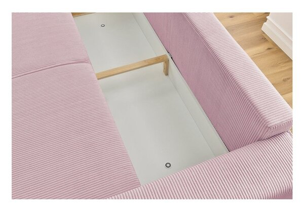 Divano letto in velluto a coste rosa chiaro 245 cm Nihad - Bobochic Paris