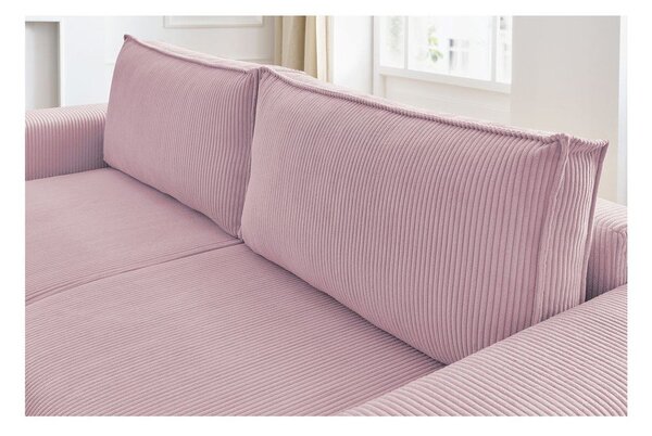 Divano letto in velluto a coste rosa chiaro 245 cm Nihad - Bobochic Paris