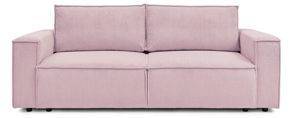 Divano letto in velluto a coste rosa chiaro 245 cm Nihad - Bobochic Paris