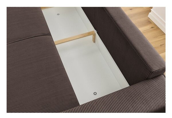 Divano grigio tortora allungabile con rivestimento in velluto a coste 245 cm Nihad – Bobochic Paris
