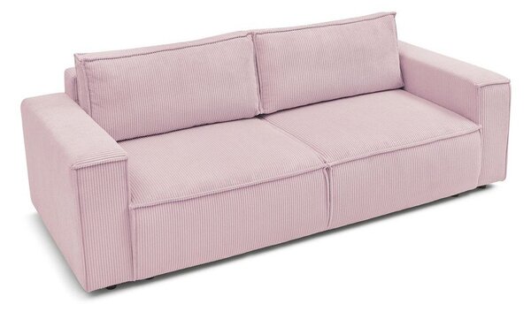 Divano letto in velluto a coste rosa chiaro 245 cm Nihad - Bobochic Paris