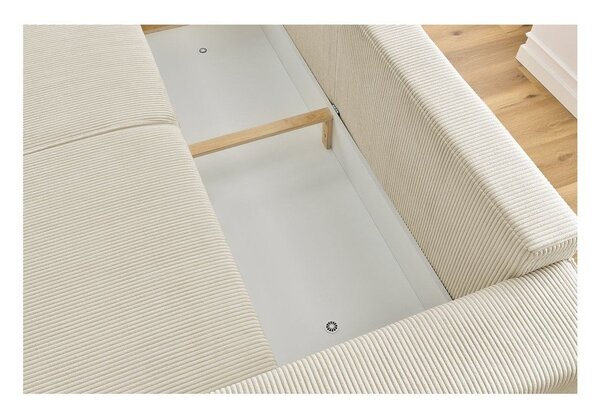 Divano letto in velluto a coste beige 245 cm Nihad - Bobochic Paris