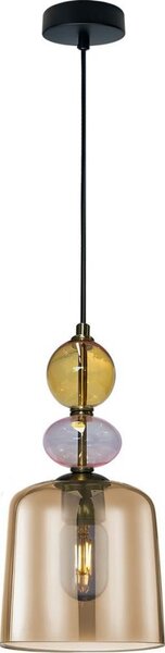Lampadario a sospensione con cavo TROPEA 1xE27/15W/230V nero/beige fumato/rosa