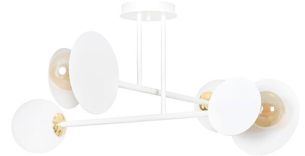 Plafoniera Moderna Inari Acciaio Bianco 4 Luci E27 Ip20