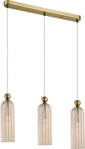 Lampadario a sospensione su cavo PIEGA 3xE14/40W/230V ottone/beige fumé