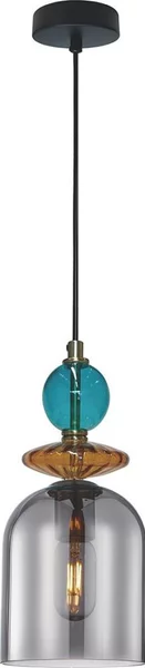 Lampadario sospeso su cavo TROPEA 1xE27/15W/230V nero/blu fumé/beige