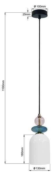 Lampadario a sospensione con cavo TROPEA 1xE27/15W/230V, disponibile in nero, viola fumé, blu e bianco