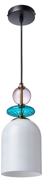 Lampadario a sospensione con cavo TROPEA 1xE27/15W/230V, disponibile in nero, viola fumé, blu e bianco