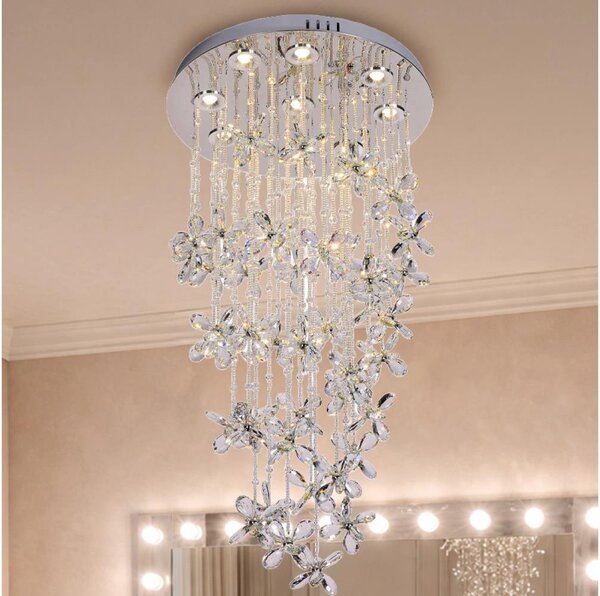 Plafoniera a LED in cristallo SAMOA, LED/30W/230V, diam. 40 cm, cromo lucido + telecomando