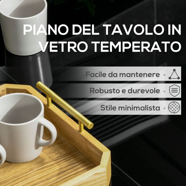 Outsunny Tavolo da Giardino Rettangolare per 8 Persone in Alluminio e Vetro Temperato, 180x80x72cm, Nero