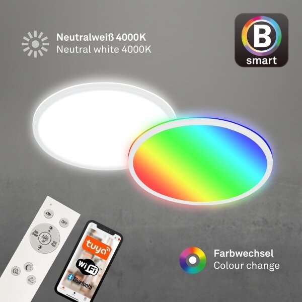 Briloner 7494016-LED RGBW Plafoniera SMART dimmerabile LED/22W/230V 4000K +telecomando Wi-Fi Tuya