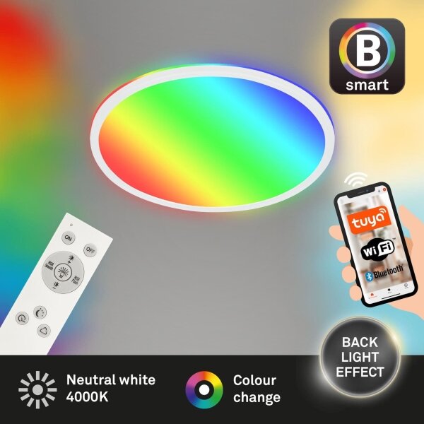Briloner 7494016-LED RGBW Plafoniera SMART dimmerabile LED/22W/230V 4000K +telecomando Wi-Fi Tuya