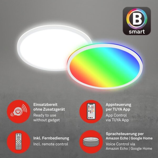 Briloner 7494016-LED RGBW Plafoniera SMART dimmerabile LED/22W/230V 4000K +telecomando Wi-Fi Tuya