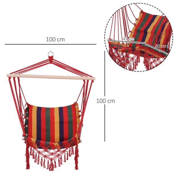 Outsunny Amaca Sedia Sospesa in Poliestere, Colorata, 100x60x100cm|Aosom