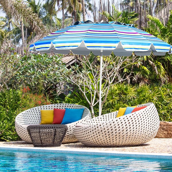 Costway Ombrellone 2,43m da spiaggia con protezione solare UPF50+  inclinato, Ombrellone portatile da esterno Azzurro>