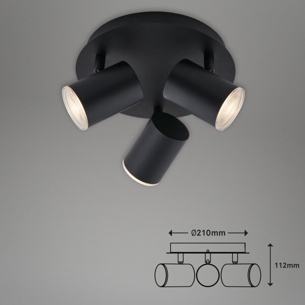 Briloner 10476229 - Luce Spot da bagno 3xGU10/5W/230V IP44 nero