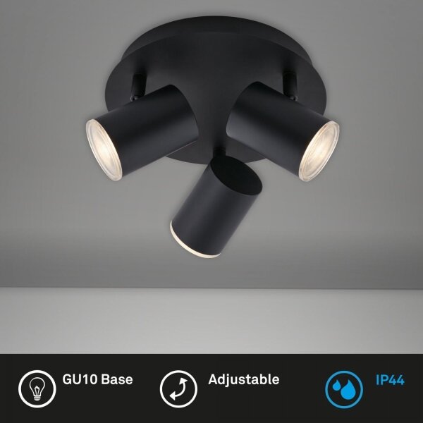 Briloner 10476229 - Luce Spot da bagno 3xGU10/5W/230V IP44 nero