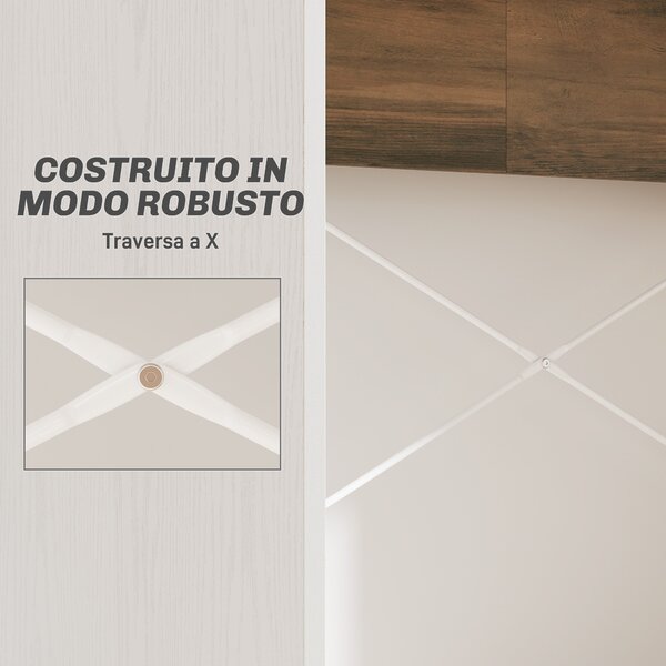 HOMCOM Scrivania PC Moderna con Piano Rialzato e 2 Ripiani, in Truciolato, 110x50x102.6 cm, Bianco, Marrone e Noce