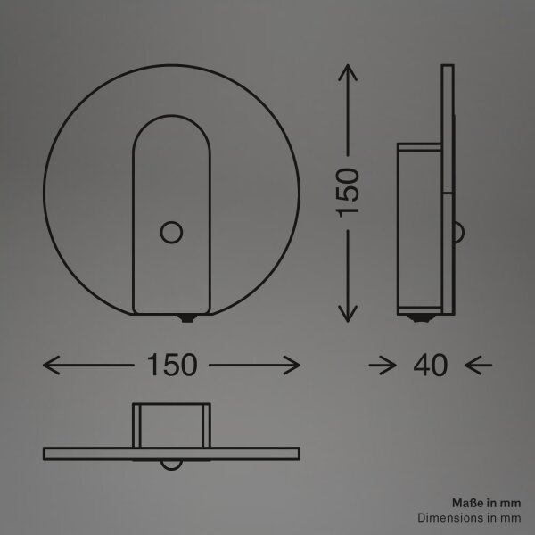 Briloner 3889012 - Applique ricaricabile a LED con sensore TARO LED/2,5W/5V 1800 mAh, finitura opaca