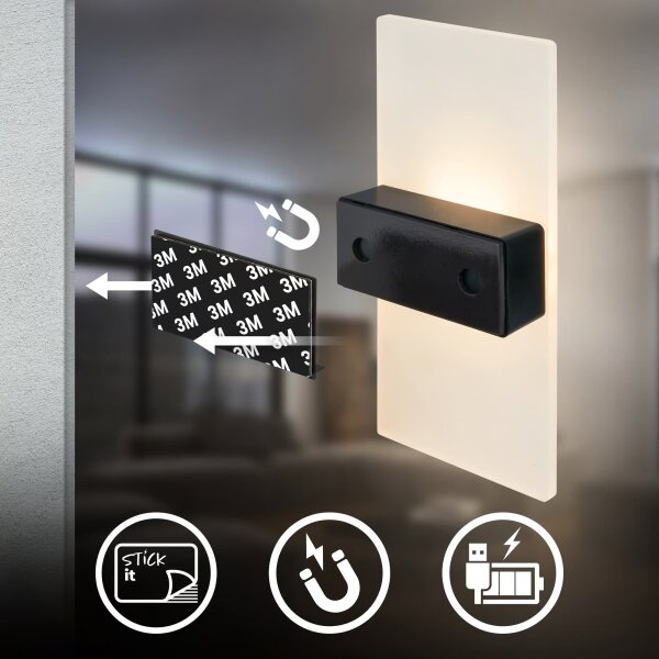 Briloner 3888012 - Lampada LED da parete ricaricabile con sensore AURA LED/2,5W/5V 1800 mAh opaca