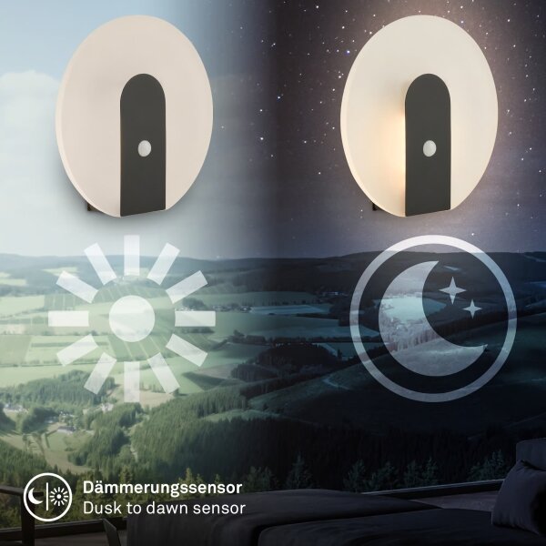 Briloner 3889015 - Lampada da parete LED ricaricabile con sensore TARO LED/2,5W/5V 1800 mAh nera