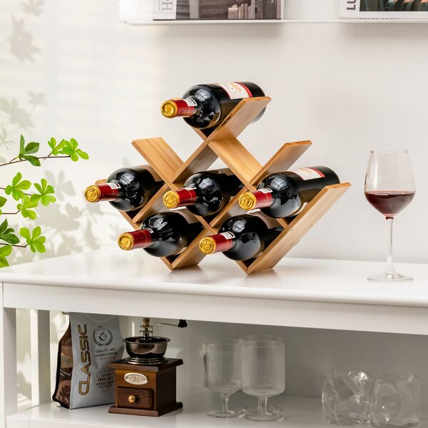 Costway Scaffale verticale di bambù per 8 bottiglie di vino, Porta bottiglie  solido con dimensione compatta Naturale>