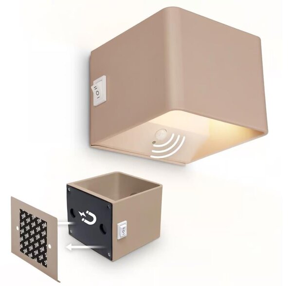 Briloner 3879011 - Applique LED ricaricabile da parete con sensore BORRA LED/1,5 W/5 V, 3600 mAh, beige