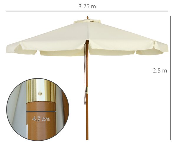 Outsunny Ombrellone da Giardino con Doppio Tettuccio, in Legno di Bambù e Poliestere, Ø325x250 cm, Beige|Aosom