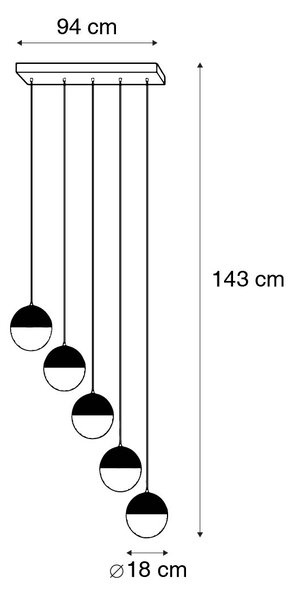 Lampada a sospensione industriale bronzo con legno 5 luci - Haicha