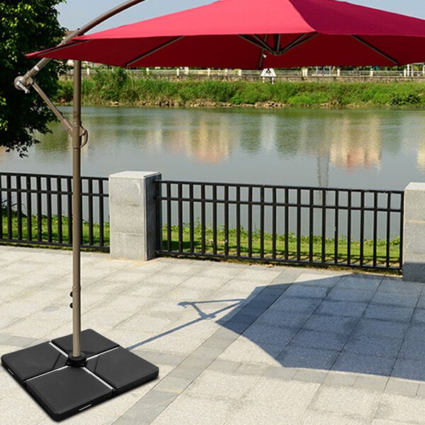 Costway Base quadrata per ombrellone con 4 pezzi riempibili con sabbia e acqua, Set base per cortile e mercato Nero>