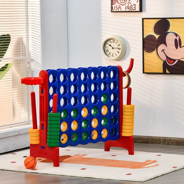 Costway Forza 4 gigante con canestro e gioco di lancio, Gioco da esterno per bambini e adulti 84x33x79 cm Rosso>