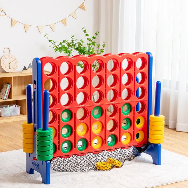 Costway Set forza 4 gigante 119cm con borsa di trasporto, Gioco familiare da interno ed esterno per bambini e adulti Blu>