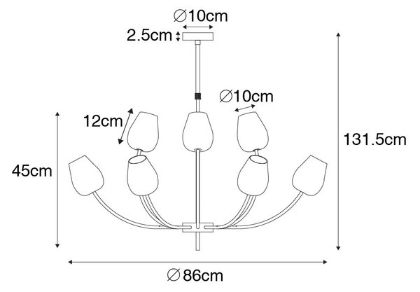 Lampada a sospensione classica oro con vetro 12 luci - Elien