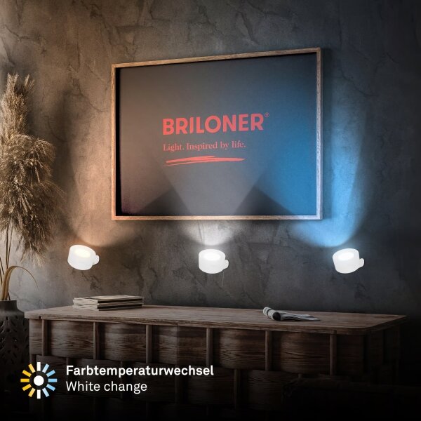 Briloner 3896016 - Lampada da parete LED ricaricabile e dimmerabile TARI, 1,6W/5V, 1500 mAh, bianco