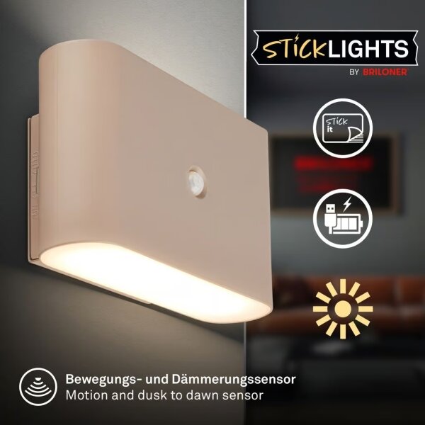 Briloner 3878011 - Applique LED ricaricabile con sensore CHAT LED/3W/5V 2000 mAh beige