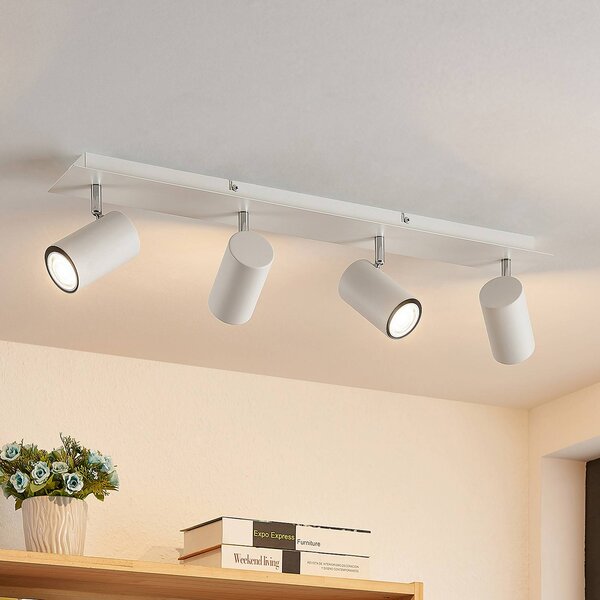 Faretto da soffitto Lindby Joffrey, 70 cm, bianco, a 4 luci, GU10 Joffrey Lindby, dimmerabile, Bianco / Opale, Soggiorno / Sala da pranzo, Metallo, Moderno, Faretto