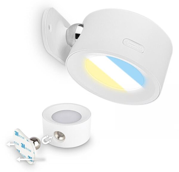 Briloner 3896016 - Lampada da parete LED ricaricabile e dimmerabile TARI, 1,6W/5V, 1500 mAh, bianco