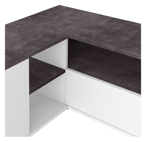 Tavolo TV grigio e bianco in cemento 90x45 cm Angle - TemaHome