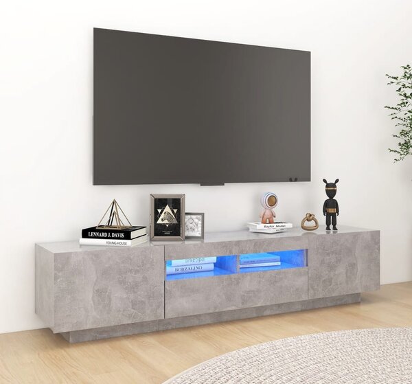 Mobile Porta TV con Luci LED Grigio Cemento 180x35x40 cm