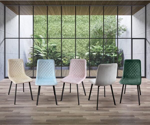 PAZZO DESIGN Sedia Arianna set da 4 sedie verde in velluto e gambe in metallo