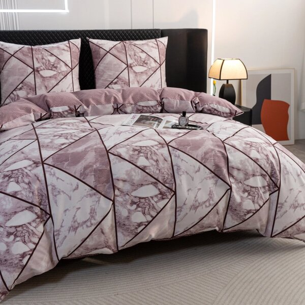 Lenzuola reversibili in cotone sateen - marmo rosa 2 parti: 1 pezzo 140x200 + 1 pezzo 70x80