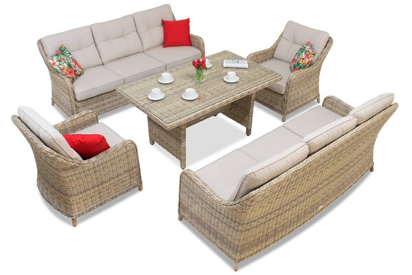 Set di 8 sedie in technorattan Toledo Apetito Garden Point beige