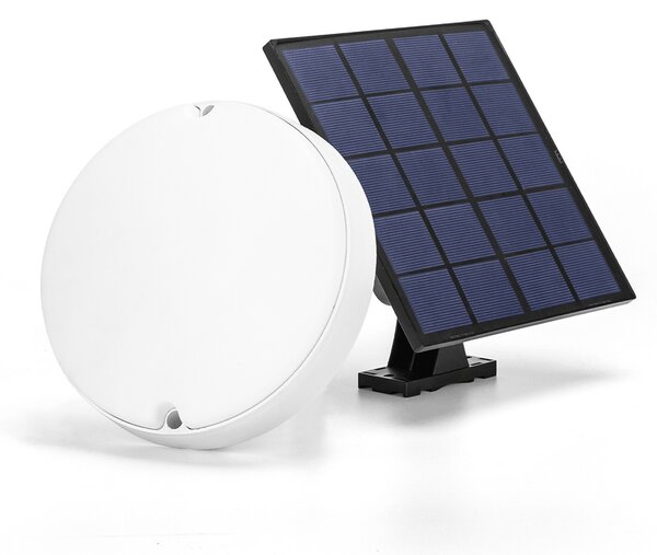 Applique Led da parete slim 4W rotondo Bianco con pannello solare e sensore crepuscolare IP65 temperatura colore regolabile con telecomando Aigostar