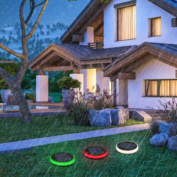 Faretto segnapassi Led 0,6W Bianco e Nero con pannello solare IP65 RGB con sensore crepuscolare Aigostar
